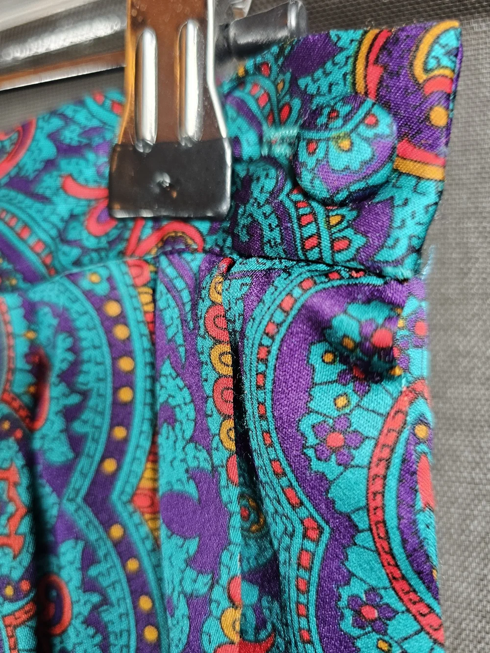 RARE VINTAGE NWT! Diane Von Furstenberg Teal Paisley Pleated Maxi Skirt